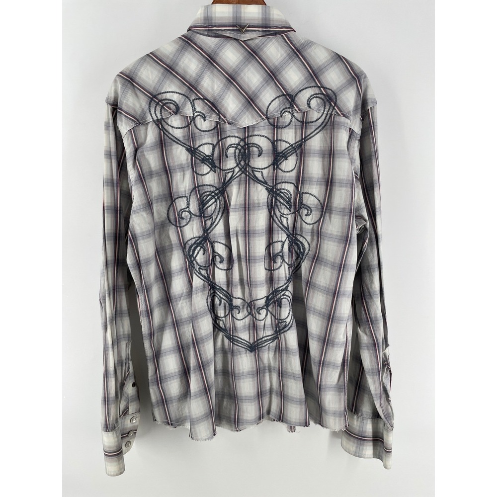 Fender Custom Shop Western Shirt Mens XL Pearl Snap Plaid Rock & Roll Religion